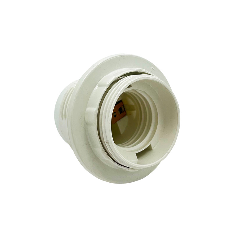 سرپیچ E27 فشاری راکوردار گیرفت دار سفید