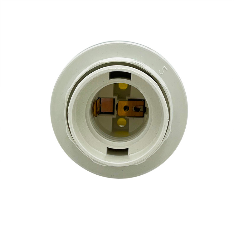 سرپیچ E27 فشاری راکوردار گیرفت دار سفید