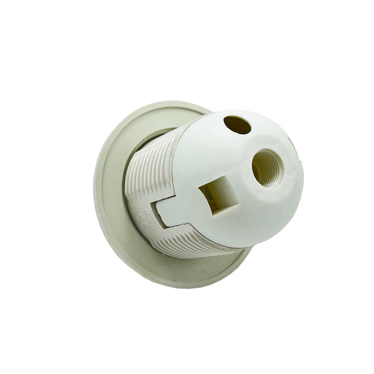 سرپیچ E27 فشاری راکوردار گیرفت دار سفید