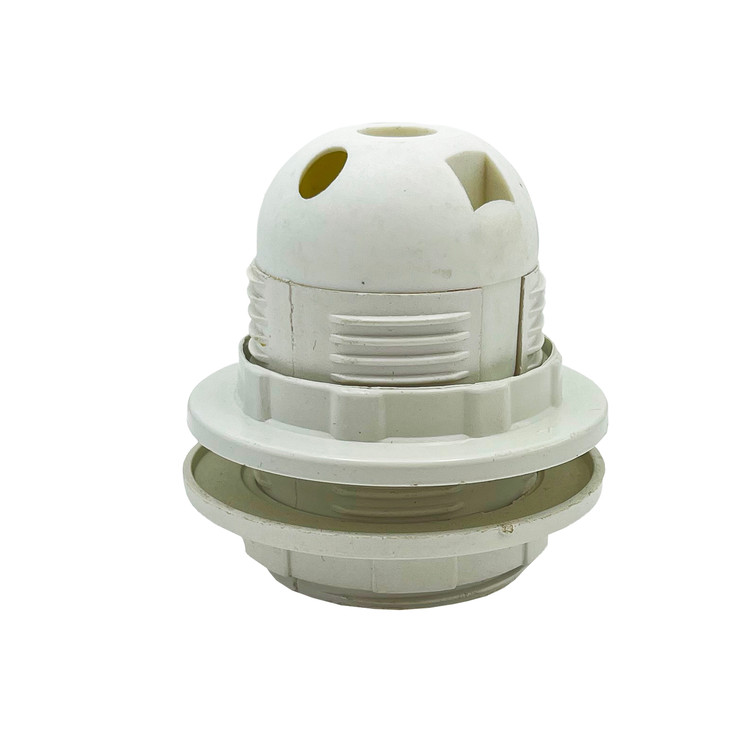 سرپیچ E27 فشاری راکوردار گیرفت دار سفید