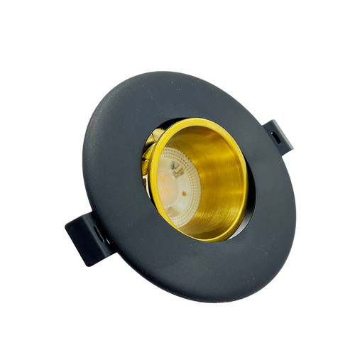 قاب هالوژن گرد برش 7 مشکی - طلایی مات