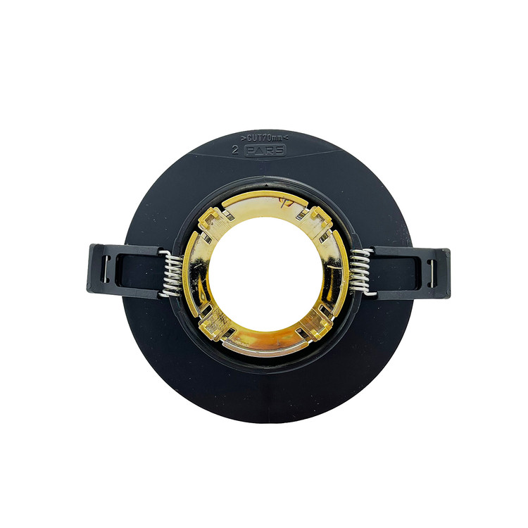 قاب هالوژن گرد برش 7 مشکی - طلایی براق