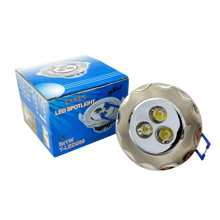 چراغ هالوژن توکار 3 وات برش 7.5 لنزدار فلزی