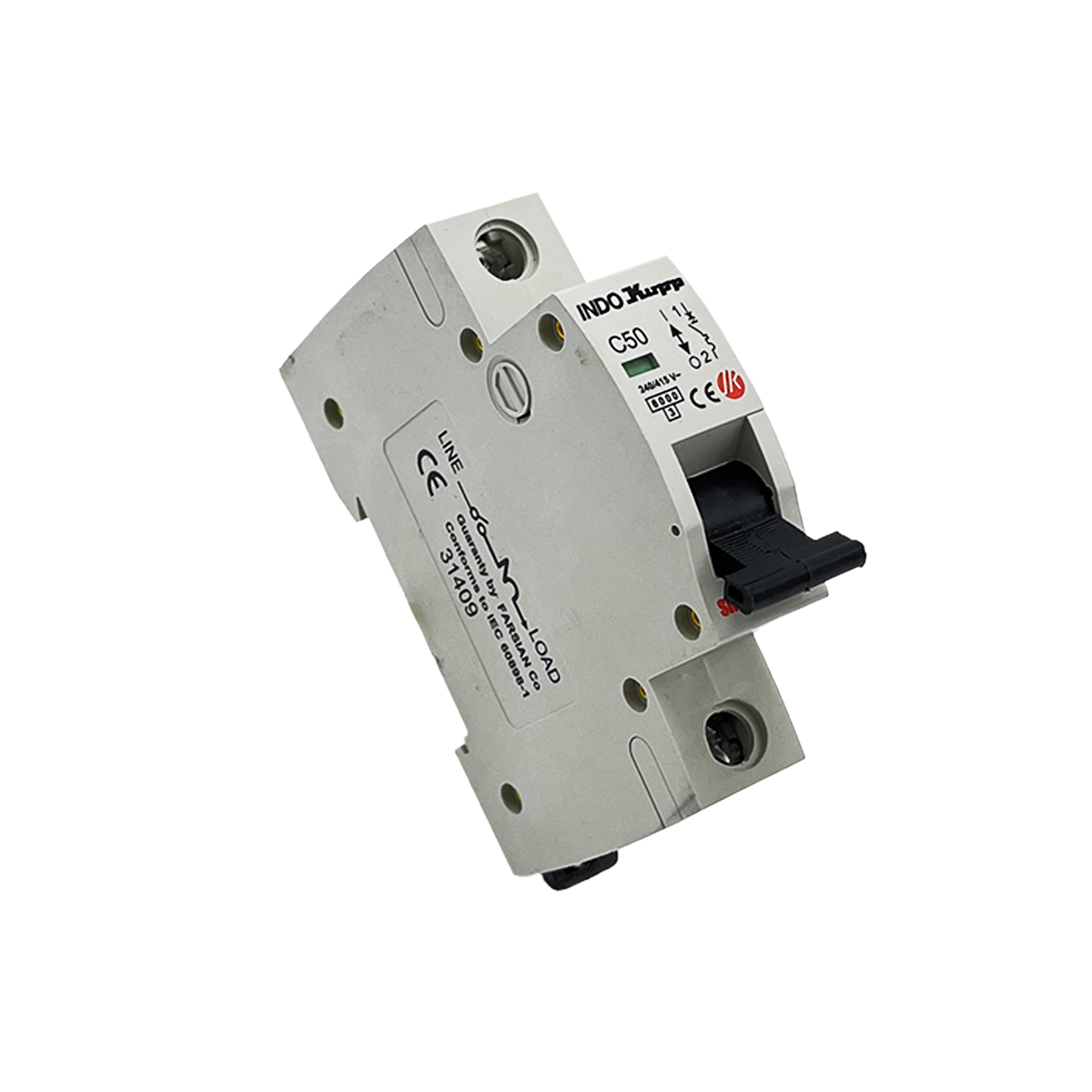 کلید مینیاتوری ایندوکوپ تک فاز 50 آمپر 6 کیلو آمپر تیپ C کد 31409