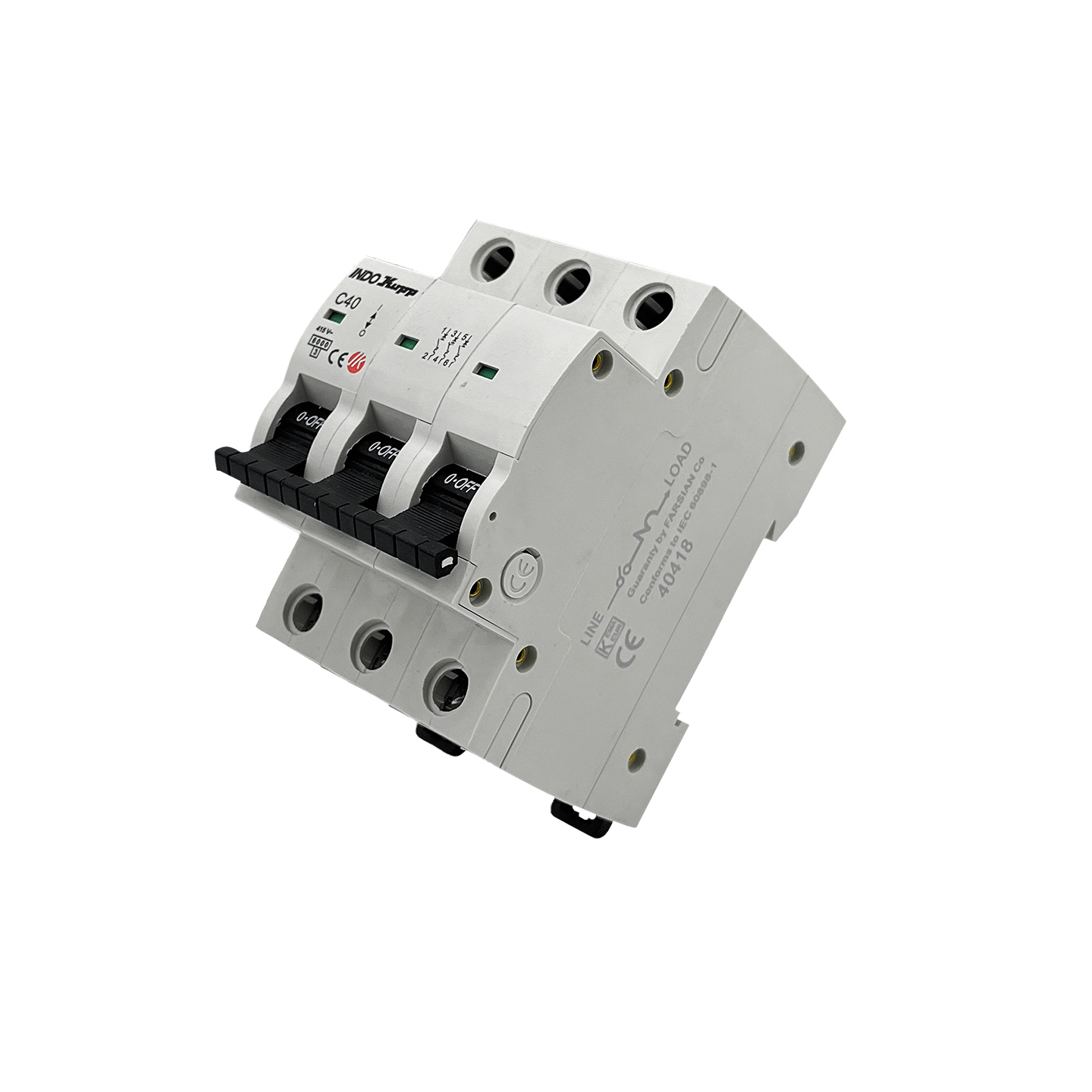 کلید مینیاتوری ایندوکوپ سه فاز 40 آمپر 6 کیلو آمپر تیپ C کد 40418