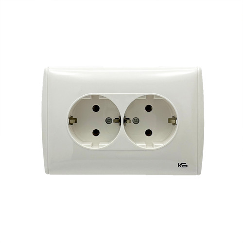 پریز برق ارتدار دوقلو توکار مدل ژنو توس الکتریک K&S